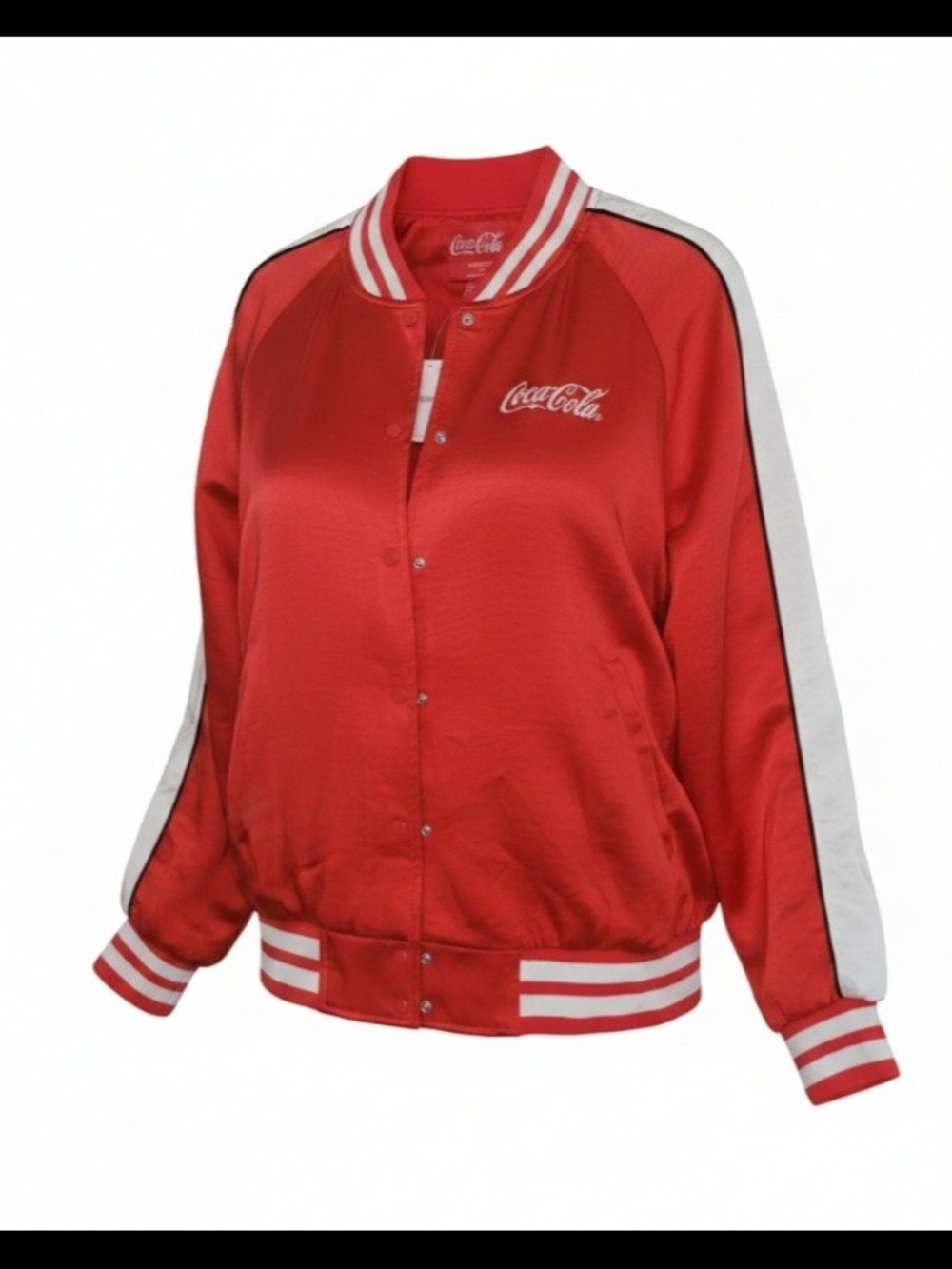 Coca Cola Red Varsity Jacket with White Stripe Trim